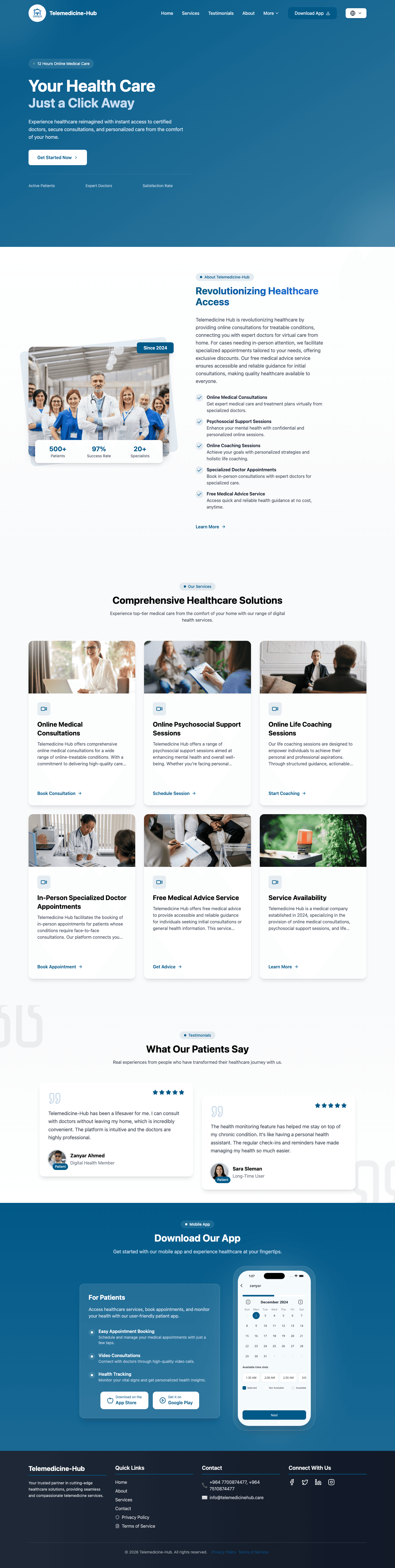 Telemedicine Hub — full page screenshot