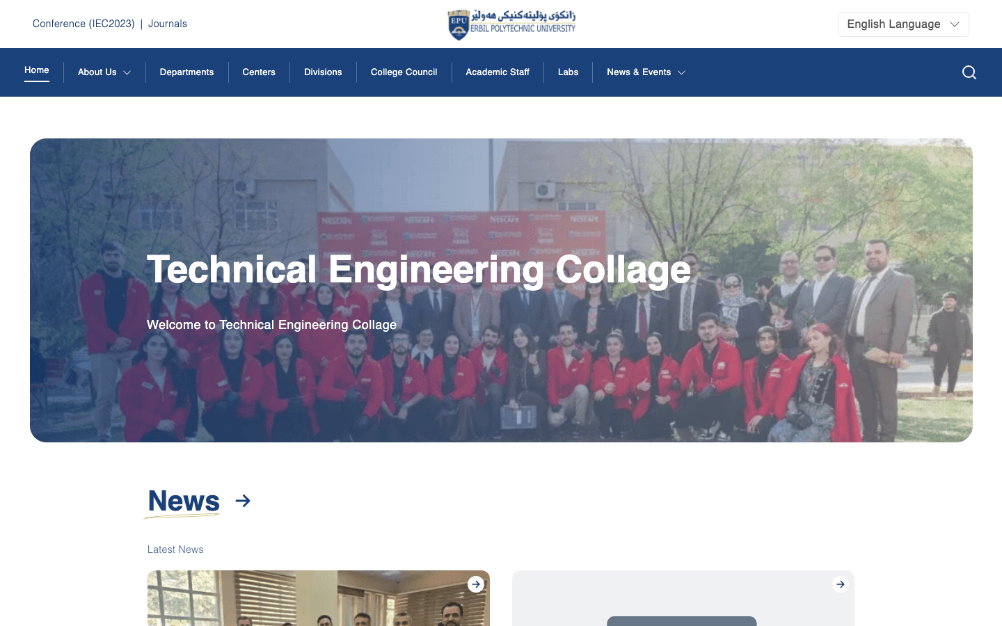 College website — Erbil Polytechnic University