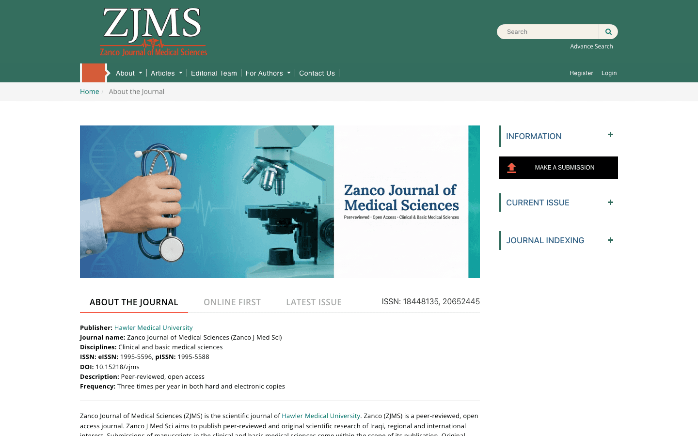 Zanco Journal of Medical Sciences — OJS journal