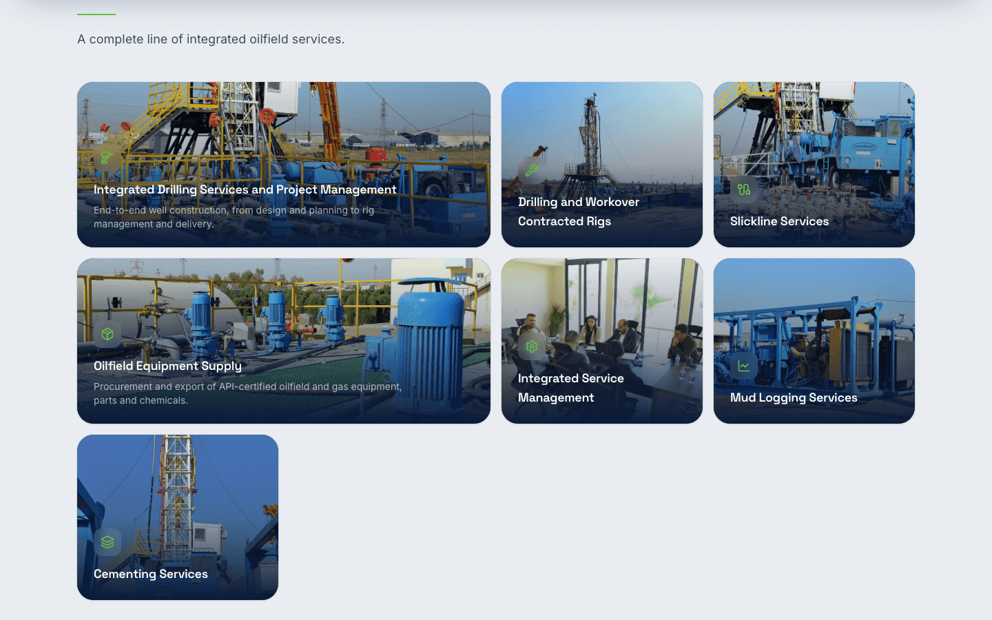 Services bento grid — Optimum Drilling Services